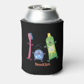 かわいい歯ブラシ歯磨き歯磨き用フロス漫画 缶クーラー (缶裏面)