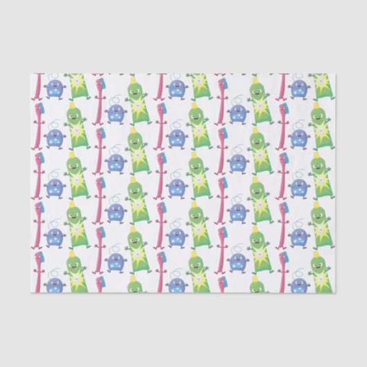 かわいい歯ブラシ歯磨き歯磨き用フロス漫画 薄葉紙 (正面)