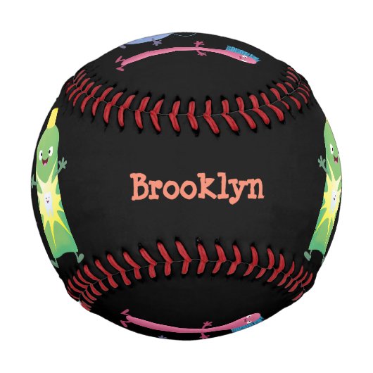 かわいい歯ブラシ歯磨き歯磨き用フロス漫画 野球ボール (正面)