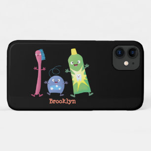 かわいい歯ブラシ歯磨き歯磨き用フロス漫画 iPhone 11 ケース