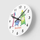 かわいい歯ブラシ歯磨き粉デンタルフロス漫画 ラウンド壁時計 (傾斜)