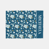 かわいい歯医者の歯形衛生士の名前 フリースブランケット (正面(横))