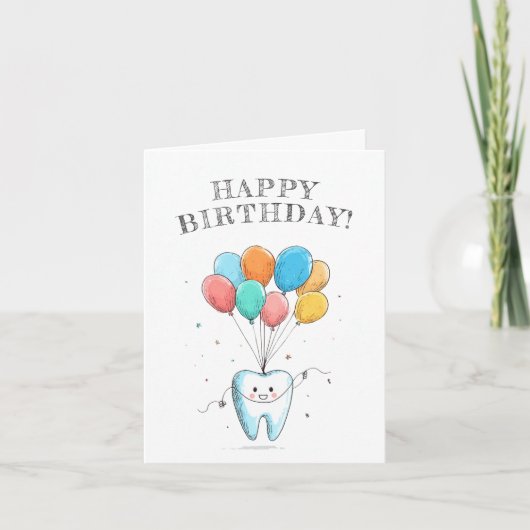かわいい歯医者の誕生日 カード (正面)