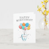 かわいい歯医者の誕生日 カード (黄色い花)