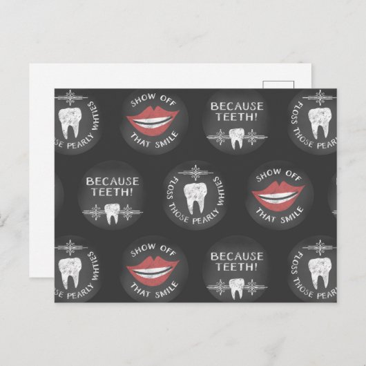 かわいい歯医者パターン - ユニークな歯科衛生士 ポストカード (正面/裏面)