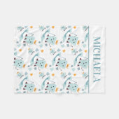 かわいい歯医者歯科衛生士歯型白 フリースブランケット (正面(横))