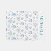 かわいい歯医者歯科衛生士歯型白 フリースブランケット (正面(横))