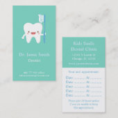 かわいい歯歯ブラシ子歯の名刺 予約カード (正面/裏面)