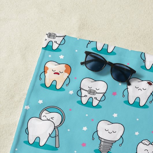 かわいい歯科パターン ビーチタオル (インサイチュ)