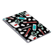 かわいい歯科医/歯科衛生士のプリントの黒 ノートブック (右側)