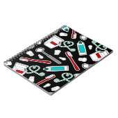 かわいい歯科医/歯科衛生士のプリントの黒 ノートブック (左側)