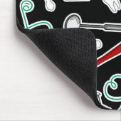 かわいい歯科医/歯科衛生士のプリントの黒 マウスパッド (コーナー)