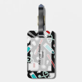 かわいい歯科医/歯科衛生士のプリントの黒 ラゲッジタグ (裏面縦)