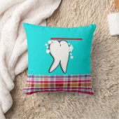 かわいい歯科大きい歯のデザインの枕 クッション (ブランケット)