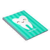 かわいい歯-ティール（緑がかった色）のストライプでカスタムなノート ノートブック (右側)