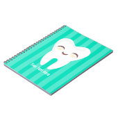 かわいい歯-ティール（緑がかった色）のストライプでカスタムなノート ノートブック (左側)