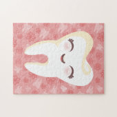 かわいい歯-ピンクのカスタマイズ可能なパズル ジグソーパズル (横)