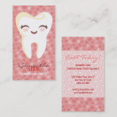 かわいい歯-ピンクのカスタムな縦の名刺 名刺 (正面/裏面)
