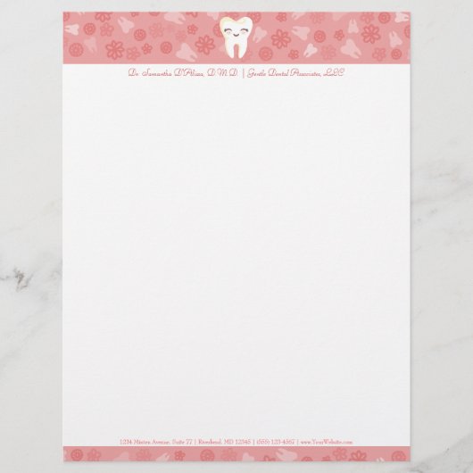 かわいい歯 - ピンクのカスタムレター헤드 レターヘッド (正面)