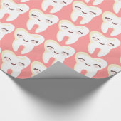 かわいい歯-ピンクの包装紙のパターン ラッピングペーパー (角)