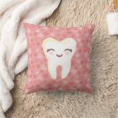 かわいい歯-ピンクの装飾的な装飾用クッション クッション (ブランケット)