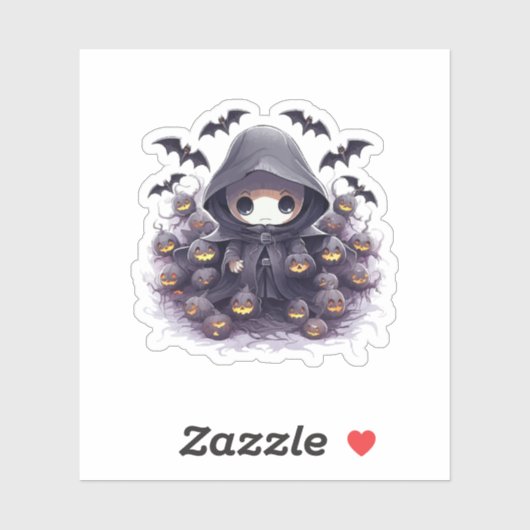 かわいい死神のハロウィン - 愛らしいダークファンタジー シール (シート)