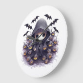 かわいい死神のハロウィン - 愛らしいダークファンタジー ラージ壁時計 (傾斜)
