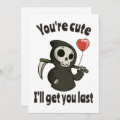 かわいい死神のロマンチックなハート シーズンカード (正面/裏面)