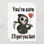 かわいい死神のロマンチックなハート 招待状 (正面/裏面)