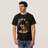 かわいい死神の女の子と犬のホラーな森の夜 Tシャツ (正面フル)