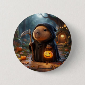 かわいい死神カピバラハロウィンボタンピン 缶バッジ