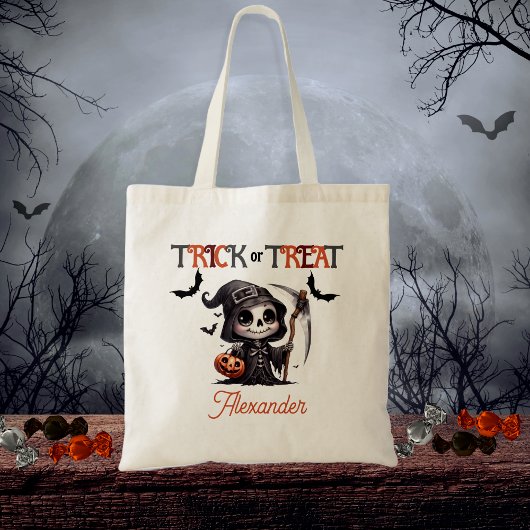 かわいい死神キッドのトリックまたはトリートハロウィーン トートバッグ