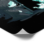 かわいい死神スケルトンと猫幽霊かわいいPa ポスター (角)