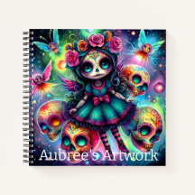 かわいい死者の日ドールとスugar Skulls アートワーク