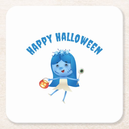 かわいい死骸の花嫁ハローウィンパーティ スクエアペーパーコースター (正面)