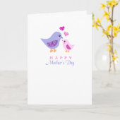 かわいい母および子供の鳥の母の日カード カード (黄色い花)