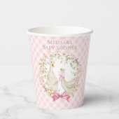かわいい母とガチョウの小さなギンガムベビーシャワーガール 紙コップ (裏面)