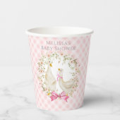 かわいい母とガチョウの小さなギンガムベビーシャワーガール 紙コップ (正面)