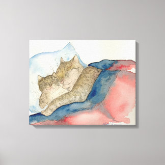 かわいい母とベビーの子猫アート キャンバスプリント