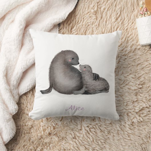 かわいい母とベビーの毛皮のシール子供部屋クッション クッション (ブランケット)