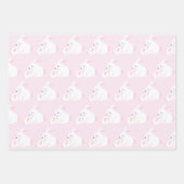 かわいい母とベビーガールバニー |ピンク ラッピングペーパーシート (正面)