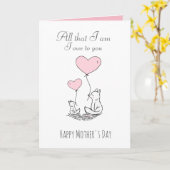 かわいい母とベビーキツネ引用文母の日 カード (黄色い花)