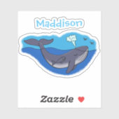 かわいい母とベビークジラ漫画イラストレーション シール (シート)