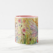 かわいい母とベビーフェアリーお洒落ファンタジーアート ツートーンマグカップ (中央)