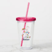 かわいい母とベビーユニコーン魔法テーマ アクリルタンブラー (裏面)