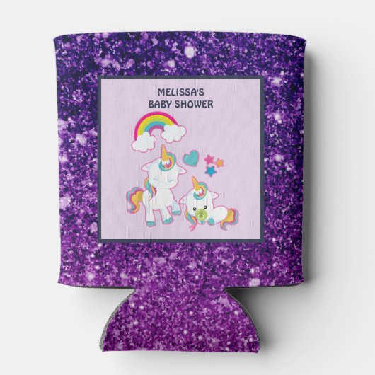 かわいい母とベビーユニコーン魔法テーマ 缶クーラー (裏面)