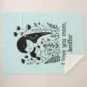 かわいい母と娘が抱き締める母の日ブルー シェルパブランケット (正面(横))