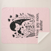 かわいい母と娘が母の日ピンク シェルパブランケット (正面(横))