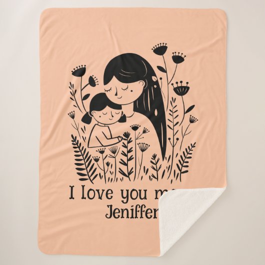 かわいい母と娘ハギングマザーズデイピーチ シェルパブランケット (正面)