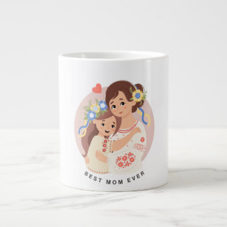 かわいい母と娘 – 母の日のマグカップ ジャンボコーヒーマグカップ